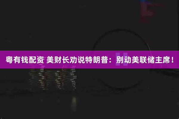 粤有钱配资 美财长劝说特朗普：别动美联储主席！