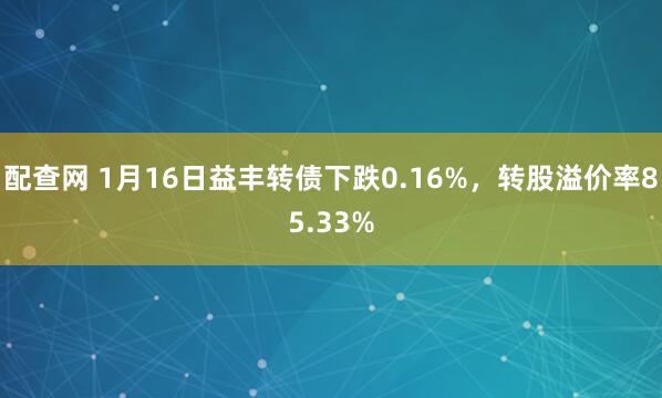 配查网 1月16日益丰转债下跌0.16%，转股溢价率85.33%